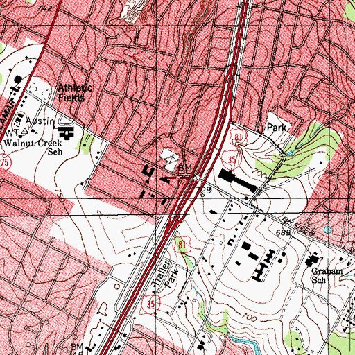 Topographic Map of Travis County Fire Control Emergency Services District 4 Station 3, TX