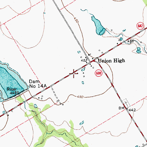 Topographic Map of Union High Volunteer Fire Department, TX