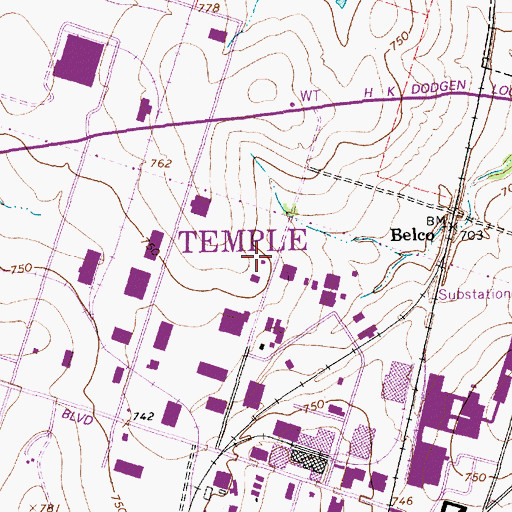 Topographic Map of Temple Fire and Rescue Station 6, TX