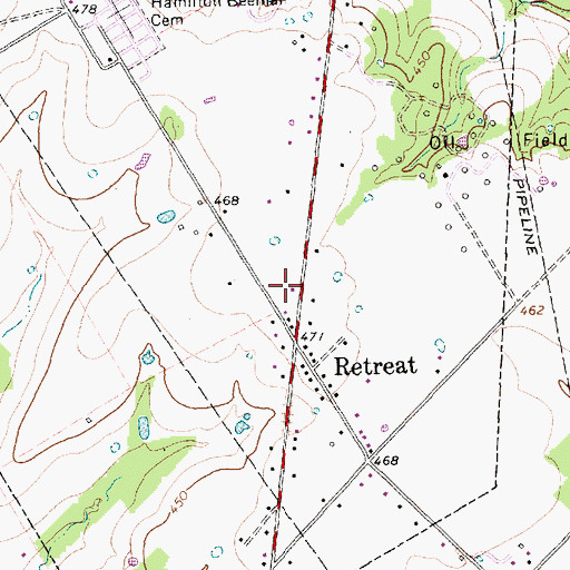 Topographic Map of Retreat Volunteer Fire Department, TX