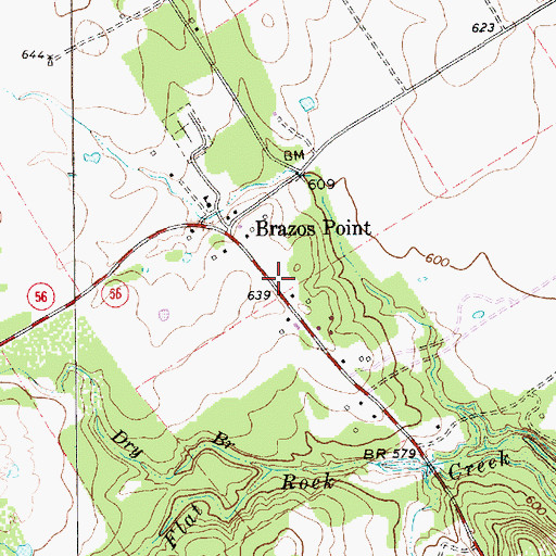 Topographic Map of Brazos Point - Eulogy Volunteer Fire Department / Ambulance Service, TX