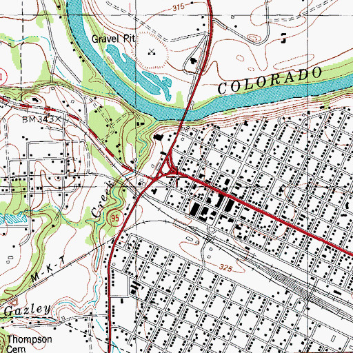 Topographic Map of Smithville Volunteer Fire Department, TX