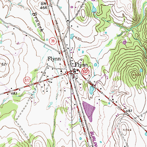 Topographic Map of Flynn Volunteer Fire Department, TX