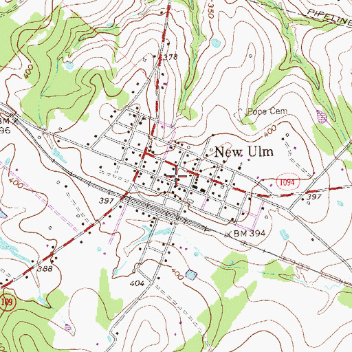 Topographic Map of New Ulm Volunteer Fire Department, TX