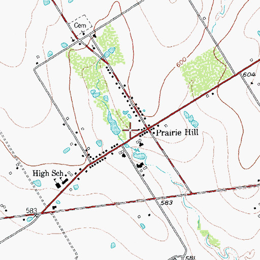 Topographic Map of Prairie Hill Volunteer Fire Department, TX