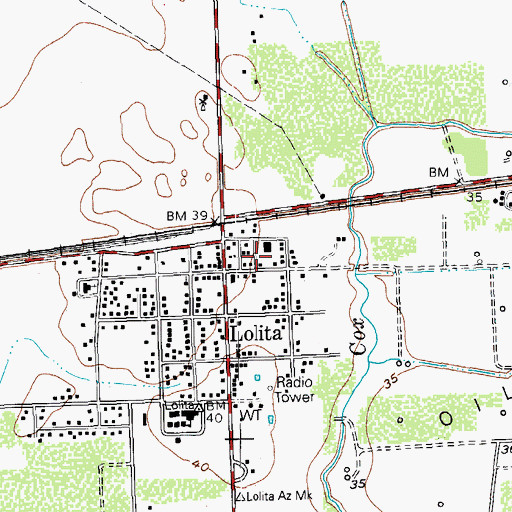 Topographic Map of Lolita Volunteer Fire Department and Emergency Medical Services, TX