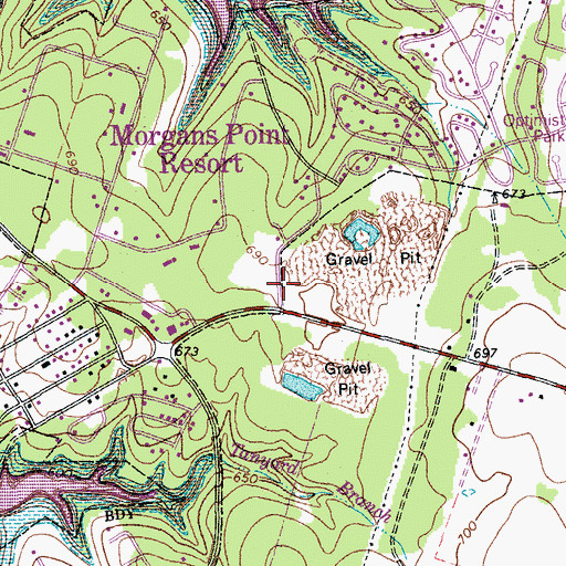 Topographic Map of Morgans Point Resort Volunteer Fire Department, TX