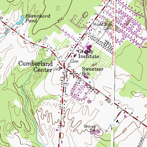 Topographic Map of Cumberland Fire Department Central Station, ME