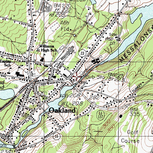 Topographic Map of Oakland Fire Department, ME