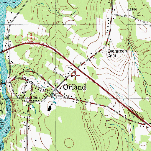 Topographic Map of Orland Fire Station, ME