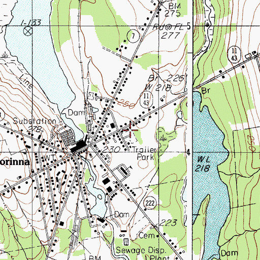 Topographic Map of Corinna Volunteer Fire Department, ME