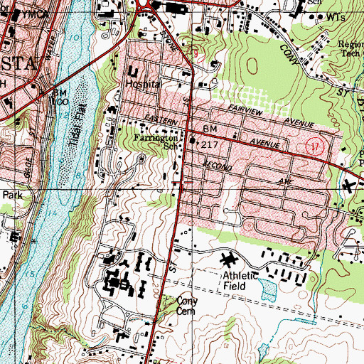 Topographic Map of Augusta Fire Department Hospital Street Station, ME