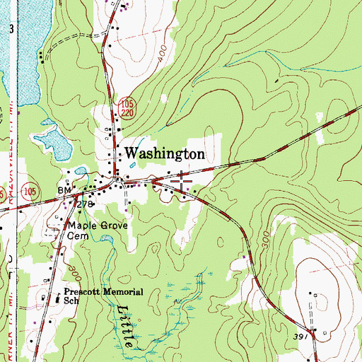 Topographic Map of Washington Fire Station, ME