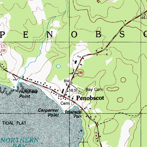 Topographic Map of Penobscot Volunteer Fire Department Main Station, ME