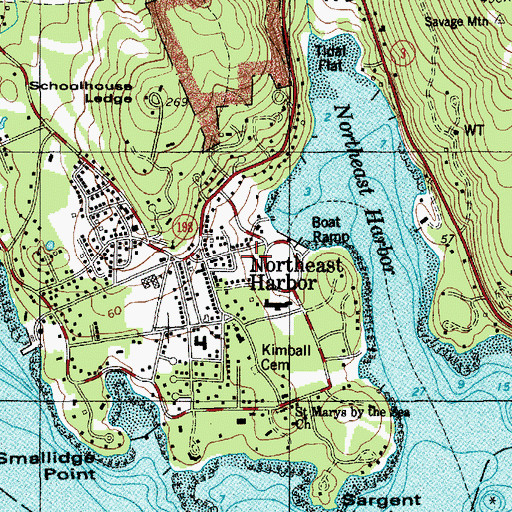 Topographic Map of Mount Desert Fire Department Station 1, ME