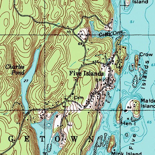 Topographic Map of Georgetown Volunteer Fire Station Five Island, ME