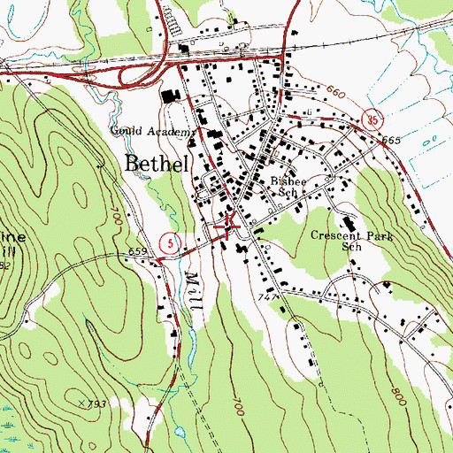 Topographic Map of Bethel Fire Department, ME