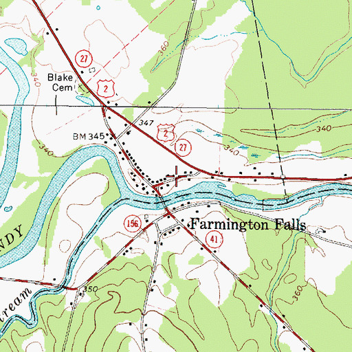 Topographic Map of Farmington Falls Fire Department, ME