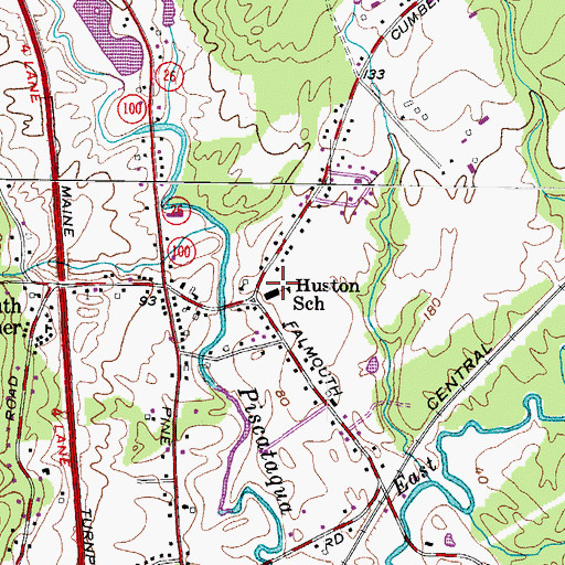 Topographic Map of Falmouth Volunteer Fire Department Emergency Medical Services Central Station, ME