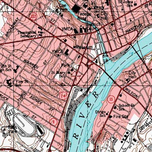 Topographic Map of Bangor Fire Department Central Station, ME