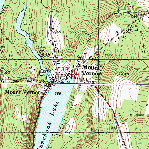 Topographic Map of Mount Vernon Fire Department Station 1, ME