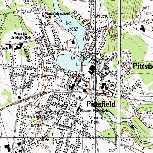Topographic Map of Pittsfield Fire Department, ME