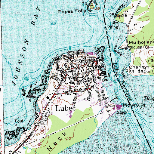 Topographic Map of Lubec Volunteer Fire Department, ME