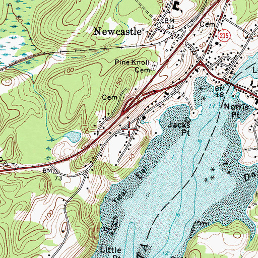 Topographic Map of Newcastle Fire Station, ME