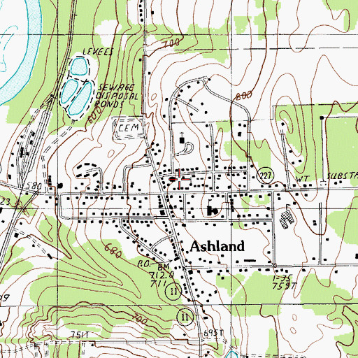 Topographic Map of Ashland Fire Department, ME