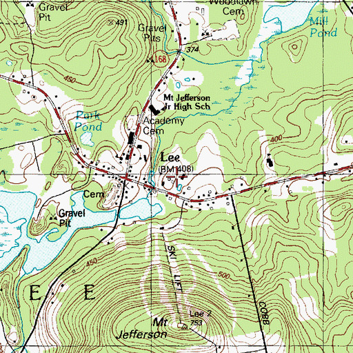 Topographic Map of Lee Volunteer Fire Station, ME