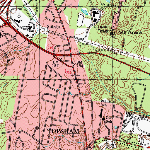 Topographic Map of Topsham Volunteer Fire Department, ME