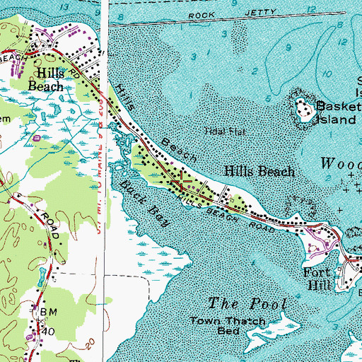 Topographic Map of Biddeford Hills Beach Fire Station, ME