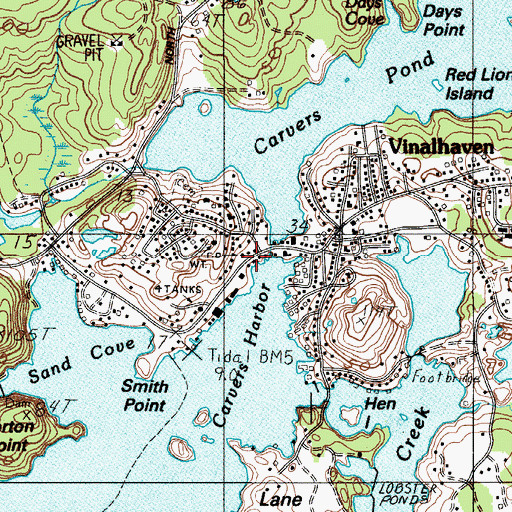 Topographic Map of Vinalhaven Fire Department, ME