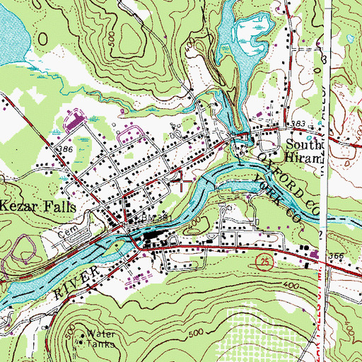 Topographic Map of Kezar Falls Fire Station, ME