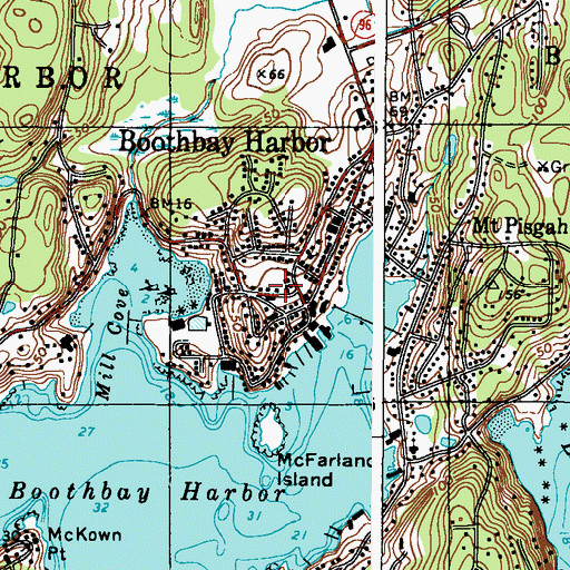 Topographic Map of Boothbay Harbor Volunteer Fire Station, ME