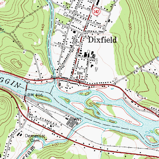 Topographic Map of Dixfield Fire Company, ME