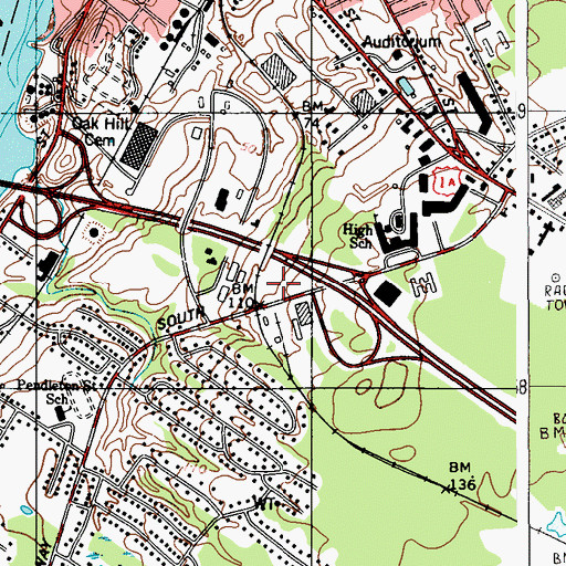 Topographic Map of Brewer Fire Department, ME