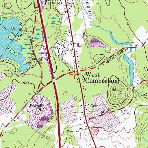Topographic Map of Cumberland Fire Department West Station, ME