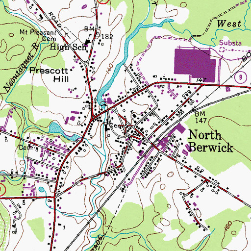 Topographic Map of North Berwick Fire Department, ME