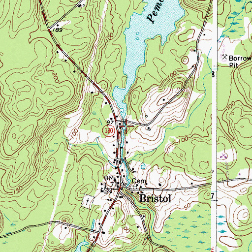 Topographic Map of Bristol Fire Station Bristol Mills, ME