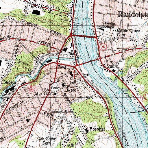 Topographic Map of Gardiner Fire Department, ME