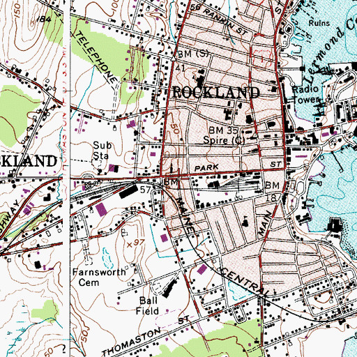 Topographic Map of Rockland Department of Public Safety Fire Department, ME
