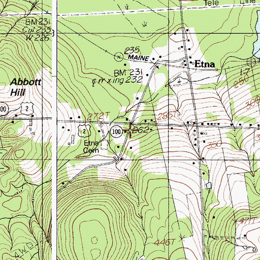 Topographic Map of Etna Volunteer Fire Department, ME
