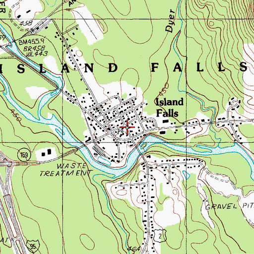Topographic Map of Island Falls Fire Department, ME
