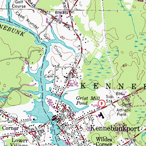 Topographic Map of Kennebunkport Fire Department Port Village Fire Station, ME