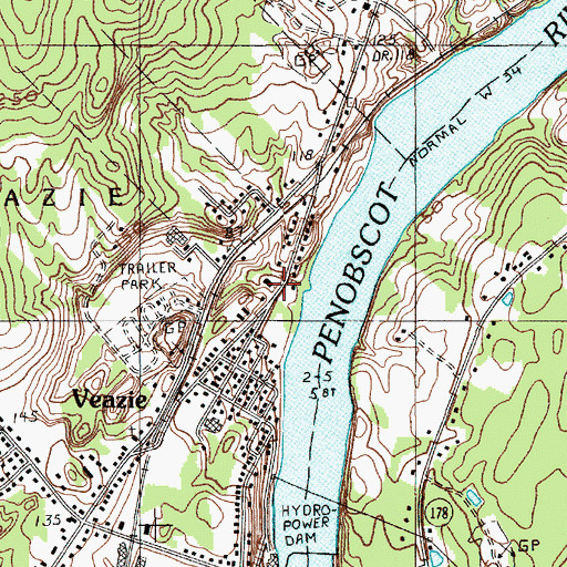 Topographic Map of Veazie Fire Department, ME