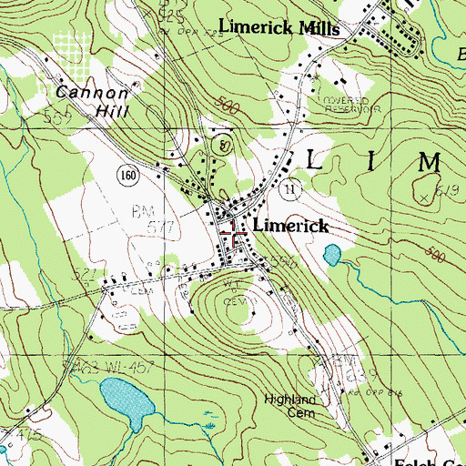 Topographic Map of Limerick Fire and Rescue Service, ME