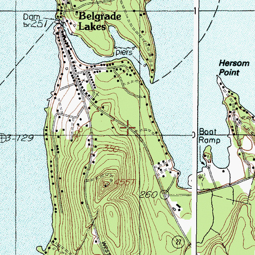 Topographic Map of Belgrade Volunteer Fire Department Lakes Station, ME