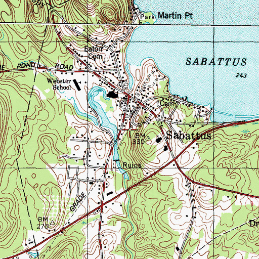 Topographic Map of Sabattus Fire Department, ME