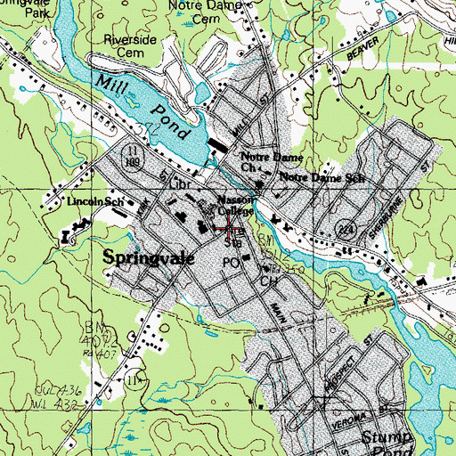 Topographic Map of Sanford Fire Department Springvale Station, ME